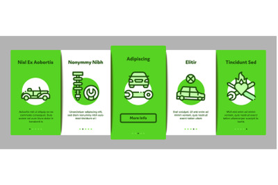 Car Restoration Onboarding Elements Icons Set Vector