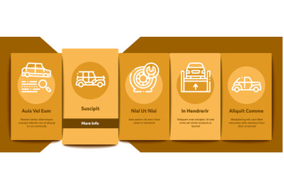 Car Restoration Onboarding Elements Icons Set Vector