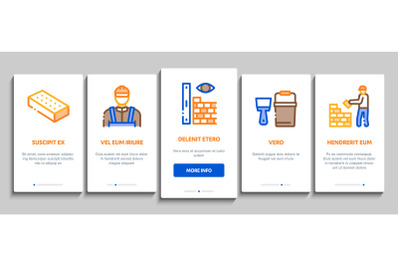 Bricklayer Industry Onboarding Elements Icons Set Vector