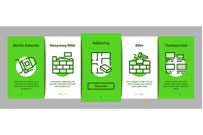 Bricklayer Industry Onboarding Elements Icons Set Vector