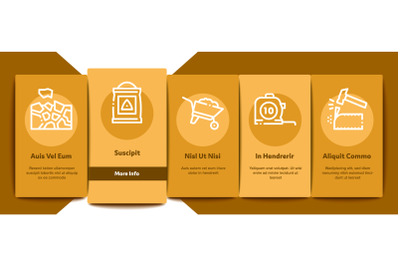 Bricklayer Industry Onboarding Elements Icons Set Vector