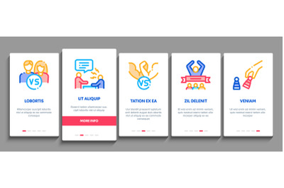 Battle Competition Onboarding Elements Icons Set Vector