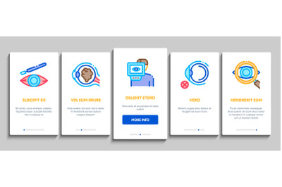 Glaucoma Ophthalmology Onboarding Elements Icons Set Vector