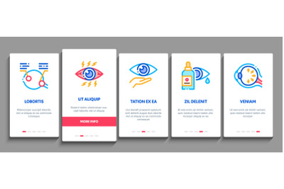 Glaucoma Ophthalmology Onboarding Elements Icons Set Vector