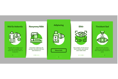 Glaucoma Ophthalmology Onboarding Elements Icons Set Vector