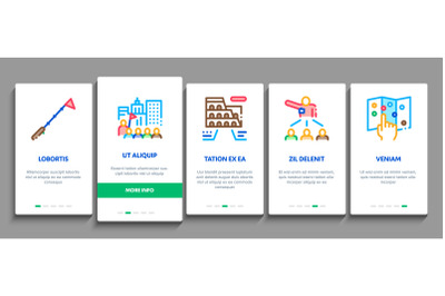 Guide Lead Traveler Onboarding Elements Icons Set Vector