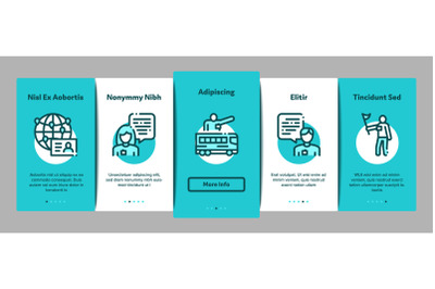 Guide Lead Traveler Onboarding Elements Icons Set Vector