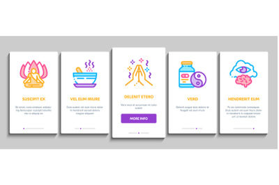 Meditation Practice Onboarding Elements Icons Set Vector