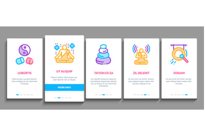 Meditation Practice Onboarding Elements Icons Set Vector