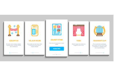 Theatre Equipment Onboarding Elements Icons Set Vector
