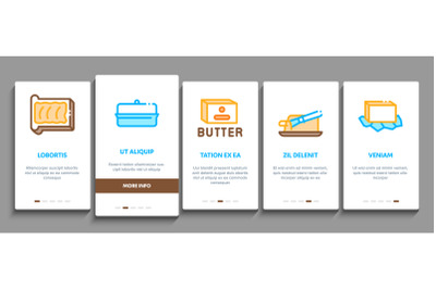 Butter Or Margarine Onboarding Elements Icons Set Vector