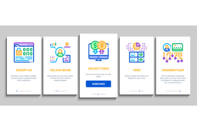 Fintech Innovation Onboarding Elements Icons Set Vector