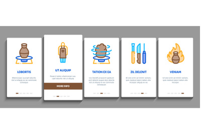 Pottery And Ceramics Onboarding Elements Icons Set Vector