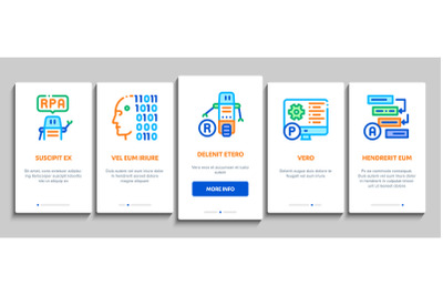 Rpa Robotic Process Automation Onboarding Elements Icons Set Vector