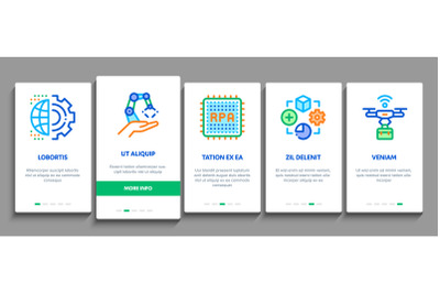 Rpa Robotic Process Automation Onboarding Elements Icons Set Vector