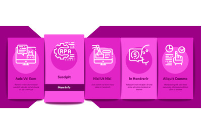 Rpa Robotic Process Automation Onboarding Elements Icons Set Vector