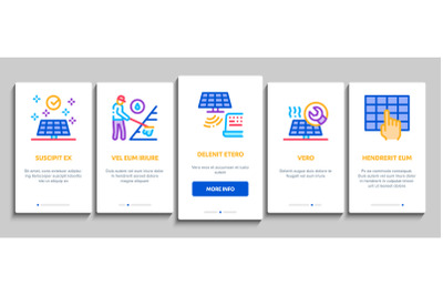 Solar Energy Technicians Onboarding Elements Icons Set Vector