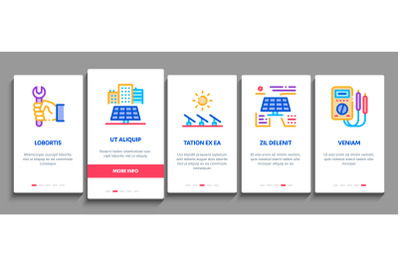 Solar Energy Technicians Onboarding Elements Icons Set Vector