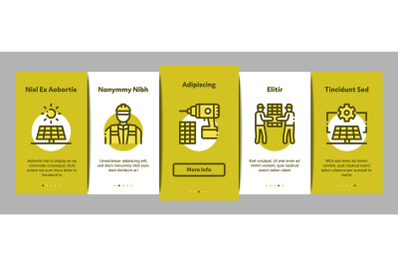 Solar Energy Technicians Onboarding Elements Icons Set Vector