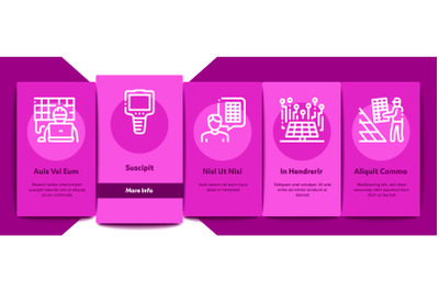 Solar Energy Technicians Onboarding Elements Icons Set Vector