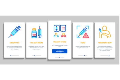 Vaccination Syringe Onboarding Elements Icons Set Vector