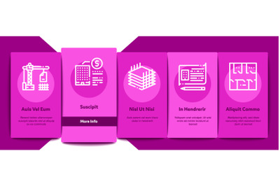 Bim Building Information Modeling Onboarding Elements Icons Set Vector