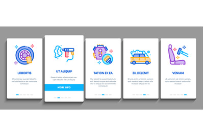 Car Wash Auto Service Onboarding Elements Icons Set Vector