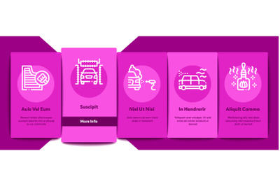 Car Wash Auto Service Onboarding Elements Icons Set Vector