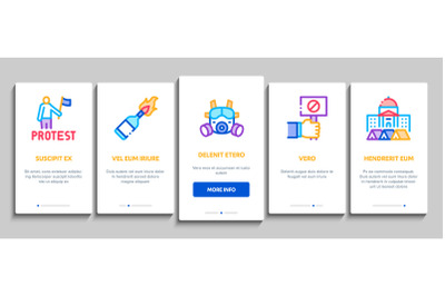 Protest And Strike Onboarding Elements Icons Set Vector