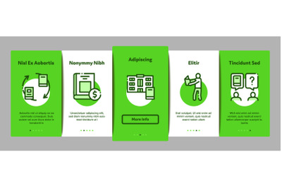 Reading Library Book Onboarding Elements Icons Set Vector