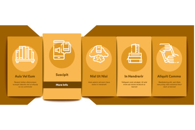 Reading Library Book Onboarding Elements Icons Set Vector