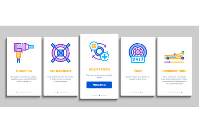 Tire Fitting Service Onboarding Elements Icons Set Vector