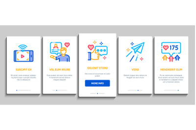 Blogger Internet Social Channel Onboarding Elements Icons Set Vector