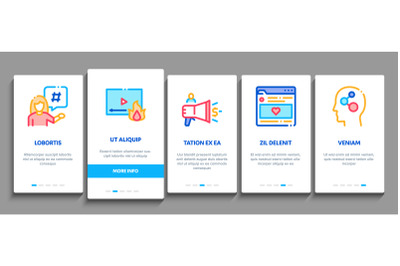 Blogger Internet Social Channel Onboarding Elements Icons Set Vector