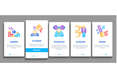 Bullying Aggression Onboarding Elements Icons Set Vector