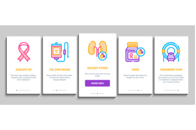 Cancer Human Disease Onboarding Elements Icons Set Vector