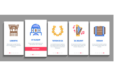 Greece Country History Onboarding Elements Icons Set Vector