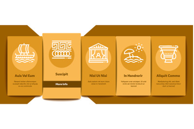 Greece Country History Onboarding Elements Icons Set Vector