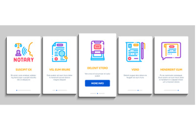 Notary Service Agency Onboarding Elements Icons Set Vector