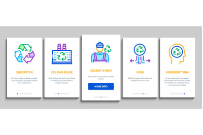 Recycle Factory Ecology Industry Onboarding Elements Icons Set Vector