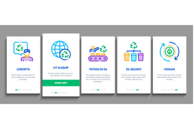 Recycle Factory Ecology Industry Onboarding Elements Icons Set Vector