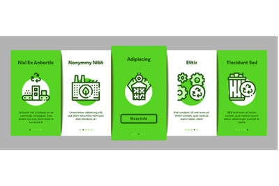 Recycle Factory Ecology Industry Onboarding Elements Icons Set Vector