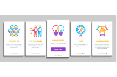 Collaboration Work Onboarding Elements Icons Set Vector