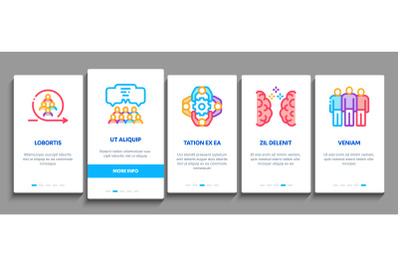 Collaboration Work Onboarding Elements Icons Set Vector