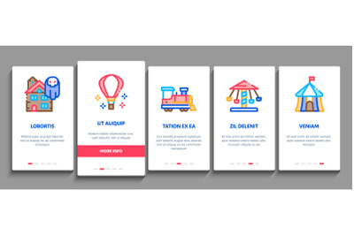 Amusement Park And Attraction Onboarding Elements Icons Set Vector