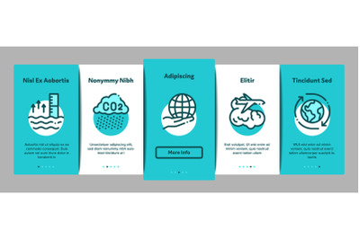 Climate Change Ecology Onboarding Elements Icons Set Vector