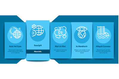 Climate Change Ecology Onboarding Elements Icons Set Vector