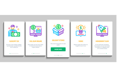 Crowdfunding Business Onboarding Elements Icons Set Vector