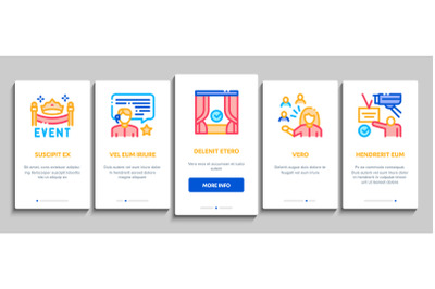 Event Party Planning Onboarding Elements Icons Set Vector
