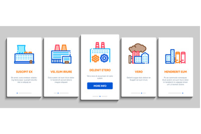 Factory Industrial Onboarding Elements Icons Set Vector